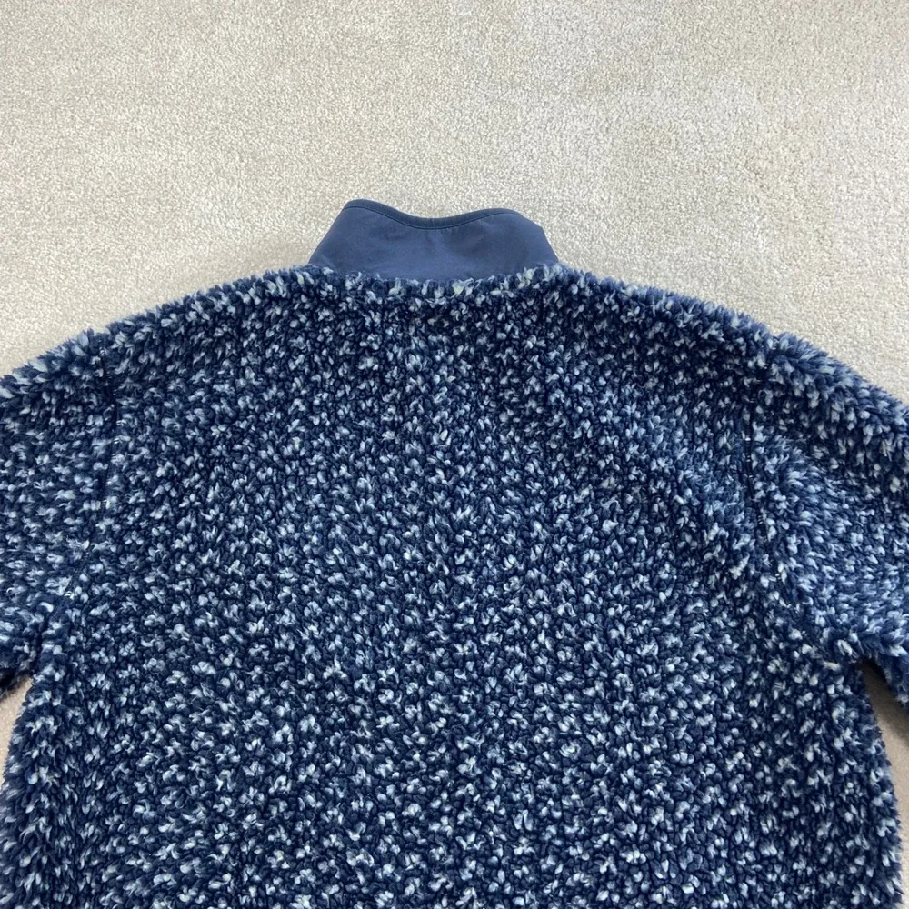J.Crew Nordic Fleece Jacket Mens Large Blue Sherpa Full Zip Mock Neck